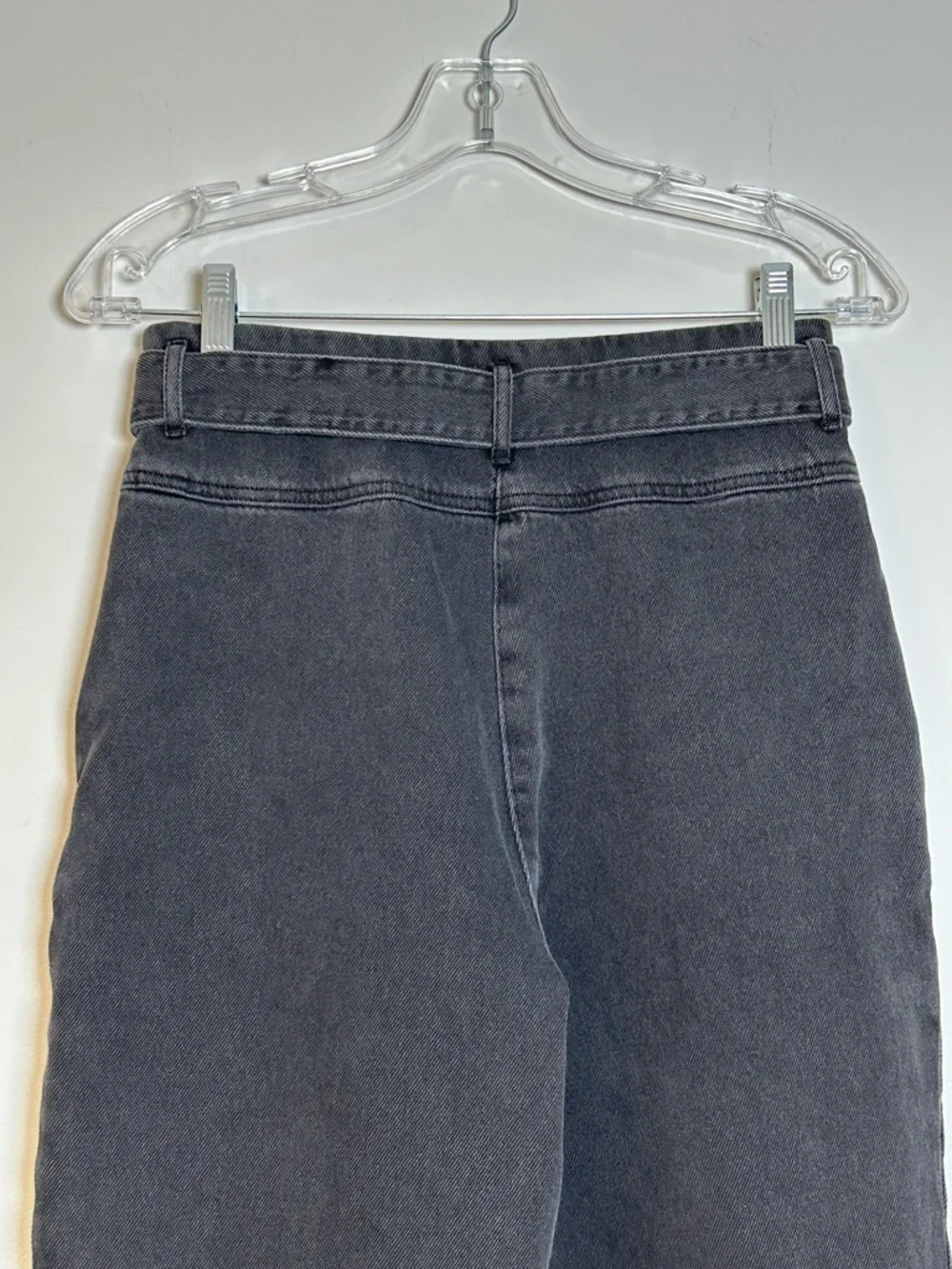 & other stories black high waist jeans size 4 belted cropped straight leg - Picture 6 of 12